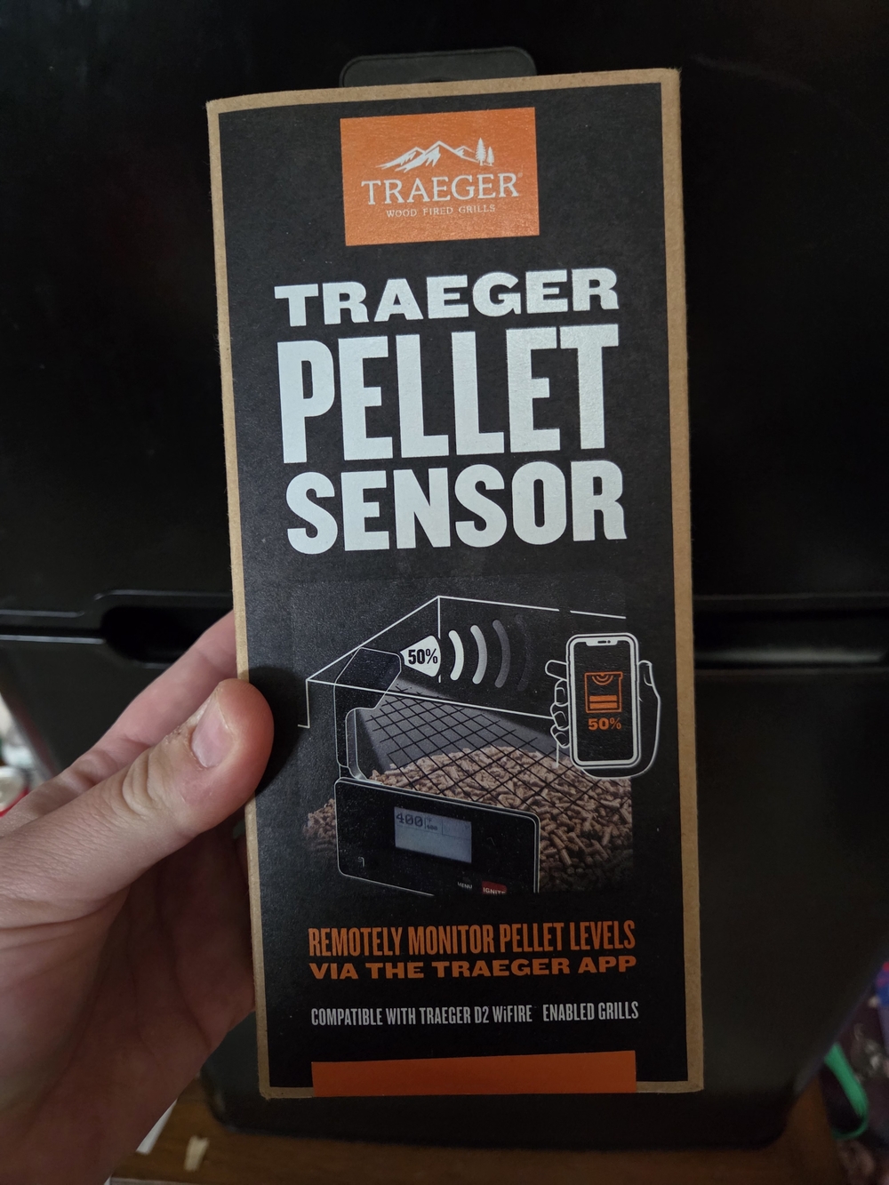 Traeger Pellet Sensor - Black and Orange Packaging